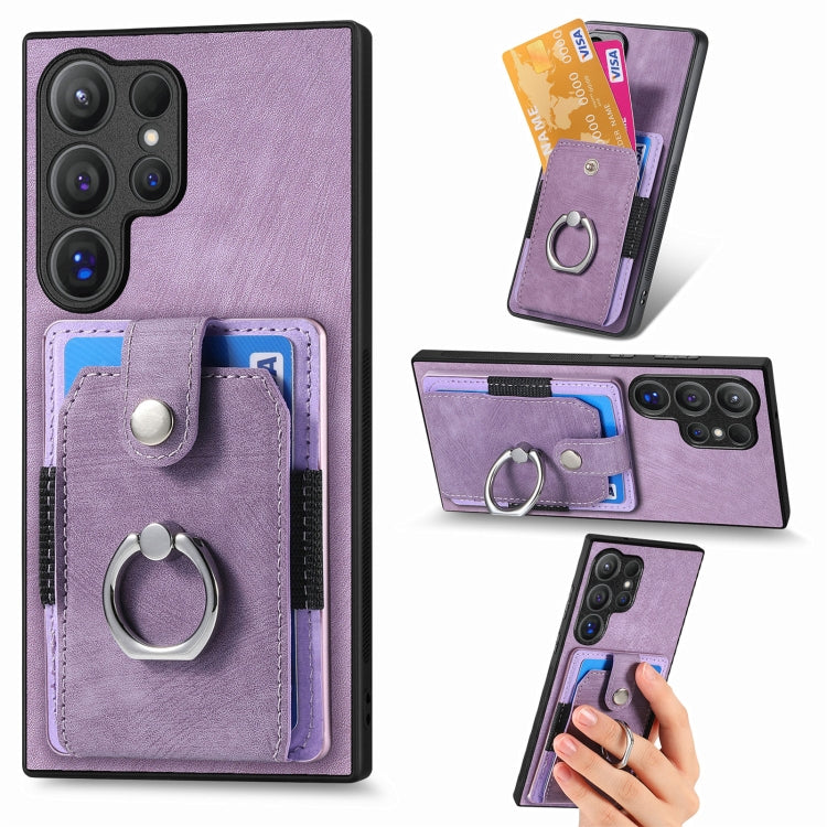 Retro Skin-feel Ring Card Wallet Phone Case, For Samsung Galaxy S24 FE 5G, For Sumsung Galaxy A55 5G, For Samsung Galaxy A35 5G, For Samsung Galaxy S24 Ultra 5G, For Samsung Galaxy S24+ 5G, For Samsung Galaxy A15, For Samsung Galaxy S8+                ...