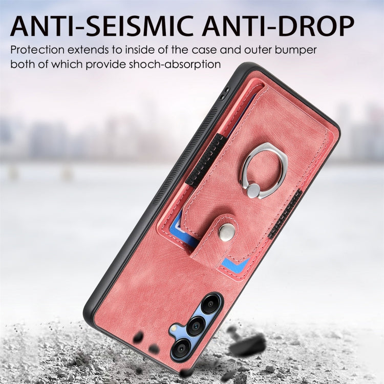 Retro Skin-feel Ring Card Wallet Phone Case, For Samsung Galaxy S24 FE 5G, For Sumsung Galaxy A55 5G, For Samsung Galaxy A35 5G, For Samsung Galaxy S24 Ultra 5G, For Samsung Galaxy S24+ 5G, For Samsung Galaxy A15, For Samsung Galaxy S8+                ...