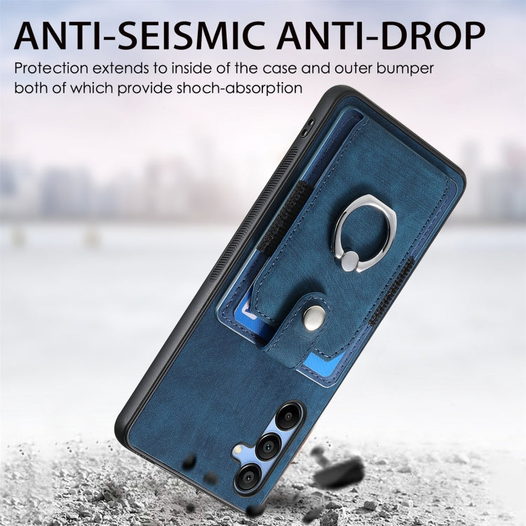 Retro Skin-feel Ring Card Wallet Phone Case, For Samsung Galaxy S24 FE 5G, For Sumsung Galaxy A55 5G, For Samsung Galaxy A35 5G, For Samsung Galaxy S24 Ultra 5G, For Samsung Galaxy S24+ 5G, For Samsung Galaxy A15, For Samsung Galaxy S8+                ...