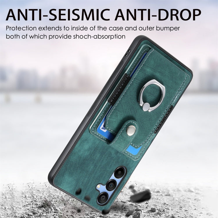 Retro Skin-feel Ring Card Wallet Phone Case, For Samsung Galaxy S24 FE 5G, For Sumsung Galaxy A55 5G, For Samsung Galaxy A35 5G, For Samsung Galaxy S24 Ultra 5G, For Samsung Galaxy S24+ 5G, For Samsung Galaxy A15, For Samsung Galaxy S8+                ...