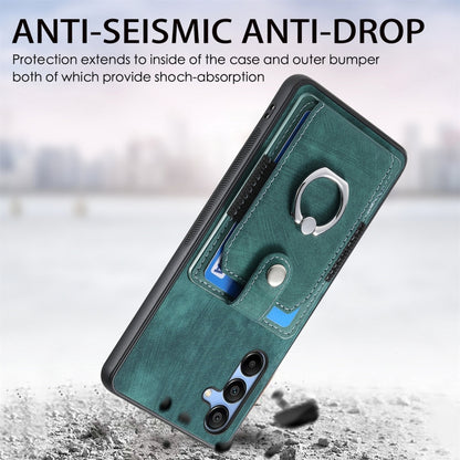 Retro Skin-feel Ring Card Wallet Phone Case, For Samsung Galaxy S24 FE 5G, For Sumsung Galaxy A55 5G, For Samsung Galaxy A35 5G, For Samsung Galaxy S24 Ultra 5G, For Samsung Galaxy S24+ 5G, For Samsung Galaxy A15, For Samsung Galaxy S8+                ...