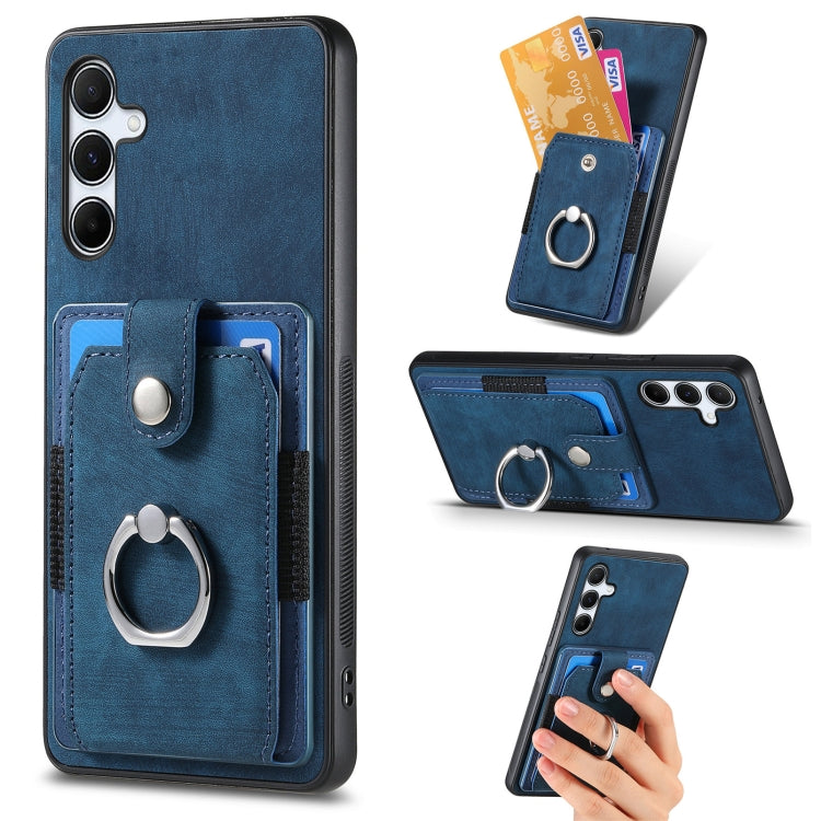 Retro Skin-feel Ring Card Wallet Phone Case, For Samsung Galaxy S24 FE 5G, For Sumsung Galaxy A55 5G, For Samsung Galaxy A35 5G, For Samsung Galaxy S24 Ultra 5G, For Samsung Galaxy S24+ 5G, For Samsung Galaxy A15, For Samsung Galaxy S8+                ...