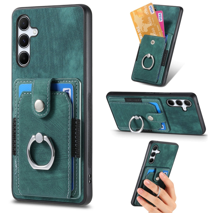 Retro Skin-feel Ring Card Wallet Phone Case, For Samsung Galaxy S24 FE 5G, For Sumsung Galaxy A55 5G, For Samsung Galaxy A35 5G, For Samsung Galaxy S24 Ultra 5G, For Samsung Galaxy S24+ 5G, For Samsung Galaxy A15, For Samsung Galaxy S8+                ...