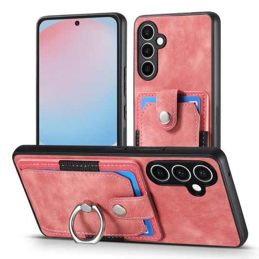 Retro Skin-feel Ring Card Wallet Phone Case, For Samsung Galaxy S24 FE 5G, For Sumsung Galaxy A55 5G, For Samsung Galaxy A35 5G, For Samsung Galaxy S24 Ultra 5G, For Samsung Galaxy S24+ 5G, For Samsung Galaxy A15, For Samsung Galaxy S8+                ...