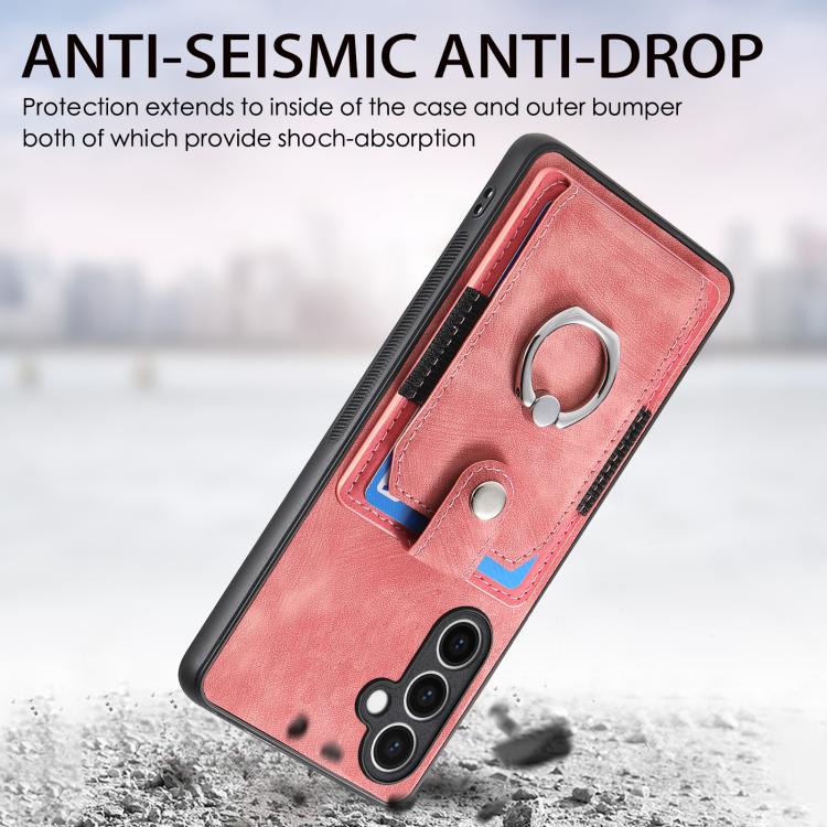 Retro Skin-feel Ring Card Wallet Phone Case, For Samsung Galaxy S24 FE 5G, For Sumsung Galaxy A55 5G, For Samsung Galaxy A35 5G, For Samsung Galaxy S24 Ultra 5G, For Samsung Galaxy S24+ 5G, For Samsung Galaxy A15, For Samsung Galaxy S8+                ...
