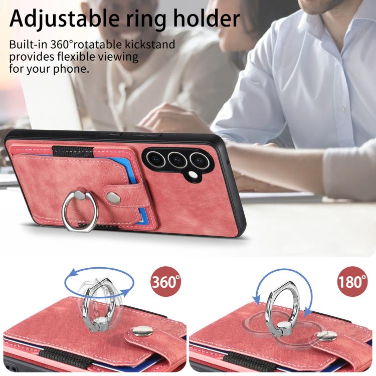 Retro Skin-feel Ring Card Wallet Phone Case, For Samsung Galaxy S24 FE 5G, For Sumsung Galaxy A55 5G, For Samsung Galaxy A35 5G, For Samsung Galaxy S24 Ultra 5G, For Samsung Galaxy S24+ 5G, For Samsung Galaxy A15, For Samsung Galaxy S8+                ...