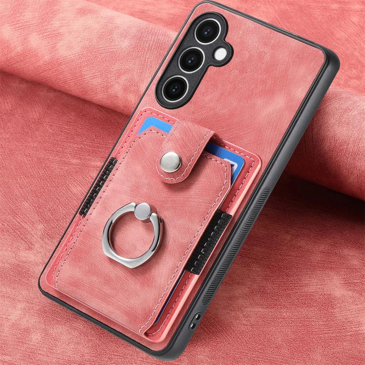 Retro Skin-feel Ring Card Wallet Phone Case, For Samsung Galaxy S24 FE 5G, For Sumsung Galaxy A55 5G, For Samsung Galaxy A35 5G, For Samsung Galaxy S24 Ultra 5G, For Samsung Galaxy S24+ 5G, For Samsung Galaxy A15, For Samsung Galaxy S8+                ...