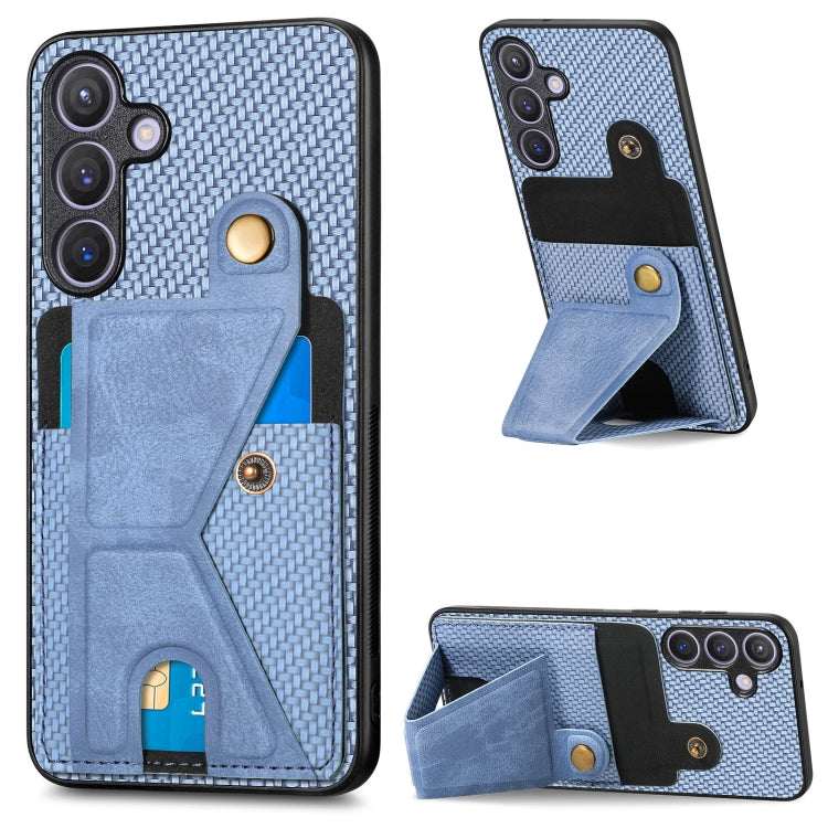 Carbon Fiber Wallet Flip Card K-shaped Holder Phone Case, For Samsung Galaxy A57 5G, For Samsung Galaxy A37 5G, For Samsung Galaxy S25 Edge 5G, For Samsung Galaxy A56 5G, For Samsung Galaxy A36, For Samsung Galaxy S24 Ultra 5G, For Samsung Galaxy S24+ ...