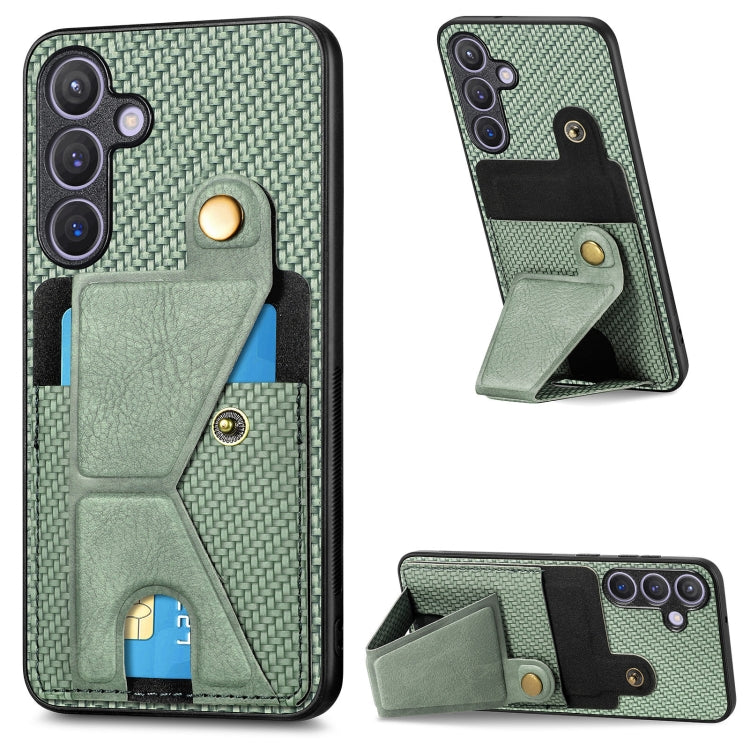 Carbon Fiber Wallet Flip Card K-shaped Holder Phone Case, For Samsung Galaxy A57 5G, For Samsung Galaxy A37 5G, For Samsung Galaxy S25 Edge 5G, For Samsung Galaxy A56 5G, For Samsung Galaxy A36, For Samsung Galaxy S24 Ultra 5G, For Samsung Galaxy S24+ ...