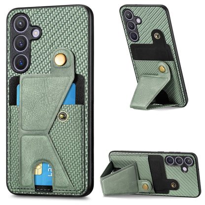 Carbon Fiber Wallet Flip Card K-shaped Holder Phone Case, For Samsung Galaxy A57 5G, For Samsung Galaxy A37 5G, For Samsung Galaxy S25 Edge 5G, For Samsung Galaxy A56 5G, For Samsung Galaxy A36, For Samsung Galaxy S24 Ultra 5G, For Samsung Galaxy S24+ ...