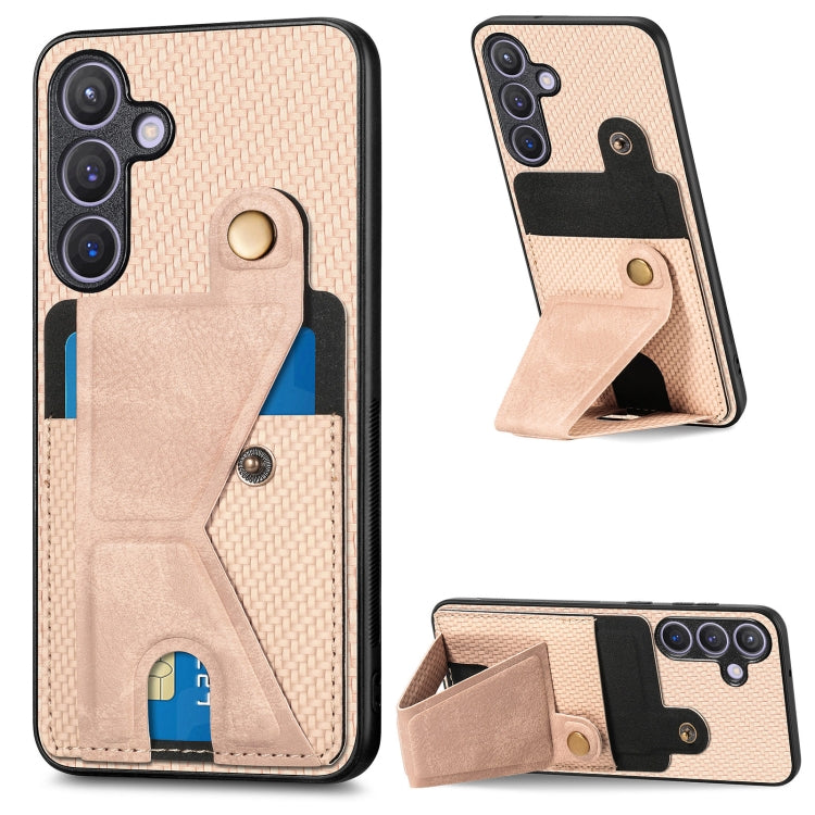 Carbon Fiber Wallet Flip Card K-shaped Holder Phone Case, For Samsung Galaxy A57 5G, For Samsung Galaxy A37 5G, For Samsung Galaxy S25 Edge 5G, For Samsung Galaxy A56 5G, For Samsung Galaxy A36, For Samsung Galaxy S24 Ultra 5G, For Samsung Galaxy S24+ ...