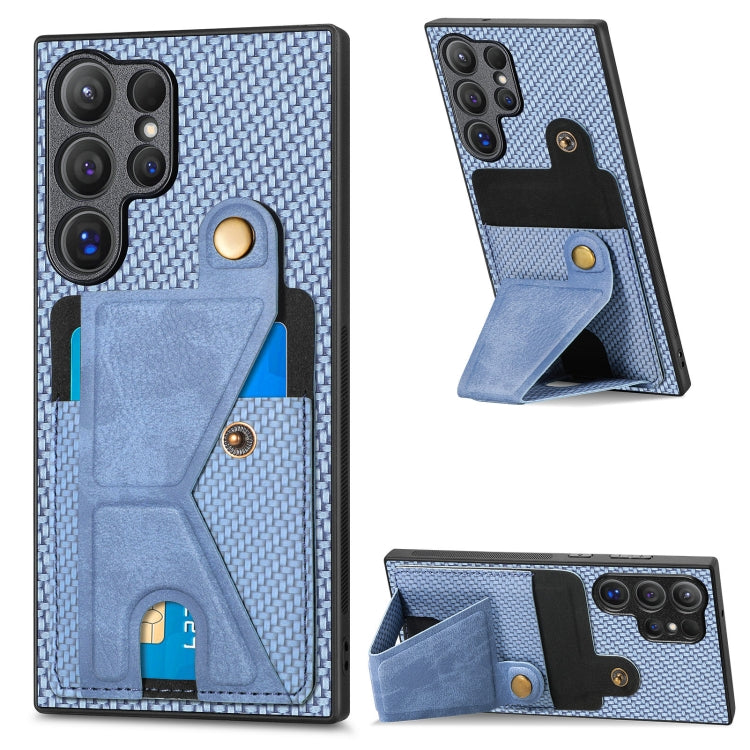 Carbon Fiber Wallet Flip Card K-shaped Holder Phone Case, For Samsung Galaxy A57 5G, For Samsung Galaxy A37 5G, For Samsung Galaxy S25 Edge 5G, For Samsung Galaxy A56 5G, For Samsung Galaxy A36, For Samsung Galaxy S24 Ultra 5G, For Samsung Galaxy S24+ ...