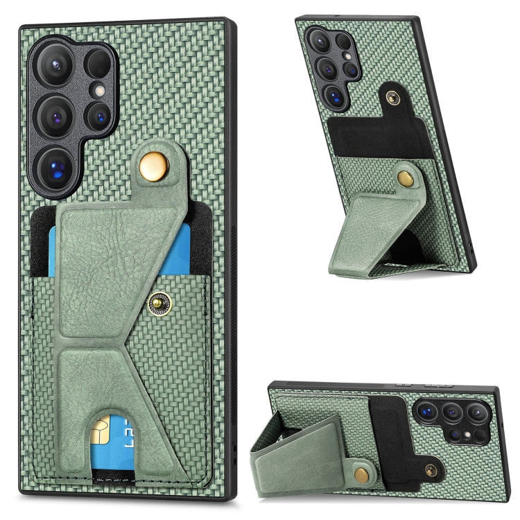 Carbon Fiber Wallet Flip Card K-shaped Holder Phone Case, For Samsung Galaxy A57 5G, For Samsung Galaxy A37 5G, For Samsung Galaxy S25 Edge 5G, For Samsung Galaxy A56 5G, For Samsung Galaxy A36, For Samsung Galaxy S24 Ultra 5G, For Samsung Galaxy S24+ ...