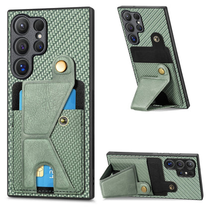 Carbon Fiber Wallet Flip Card K-shaped Holder Phone Case, For Samsung Galaxy A57 5G, For Samsung Galaxy A37 5G, For Samsung Galaxy S25 Edge 5G, For Samsung Galaxy A56 5G, For Samsung Galaxy A36, For Samsung Galaxy S24 Ultra 5G, For Samsung Galaxy S24+ ...