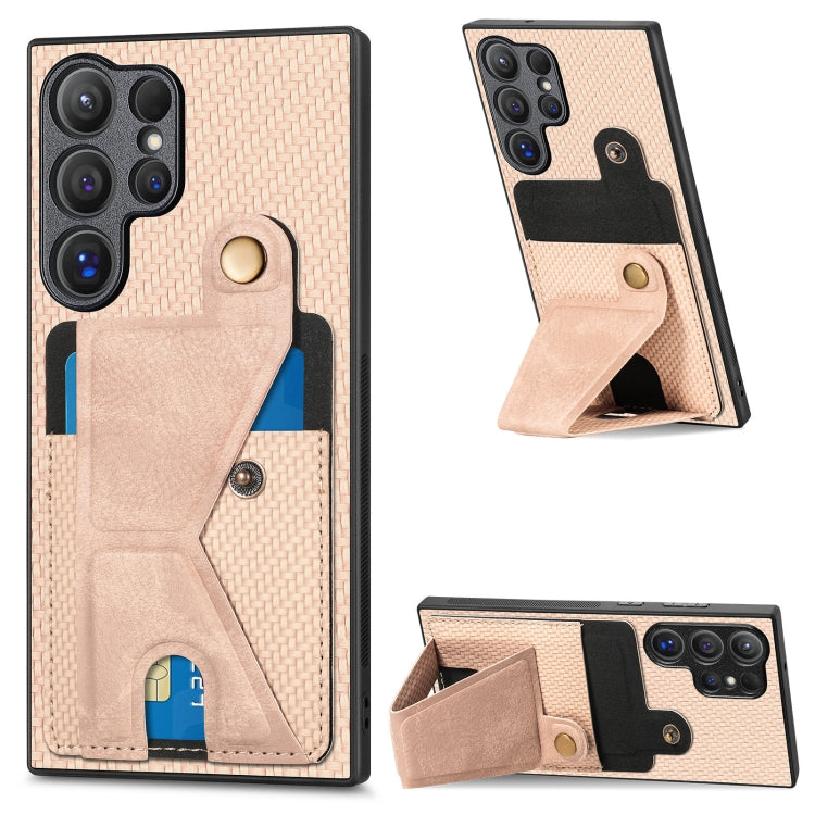 Carbon Fiber Wallet Flip Card K-shaped Holder Phone Case, For Samsung Galaxy A57 5G, For Samsung Galaxy A37 5G, For Samsung Galaxy S25 Edge 5G, For Samsung Galaxy A56 5G, For Samsung Galaxy A36, For Samsung Galaxy S24 Ultra 5G, For Samsung Galaxy S24+ ...