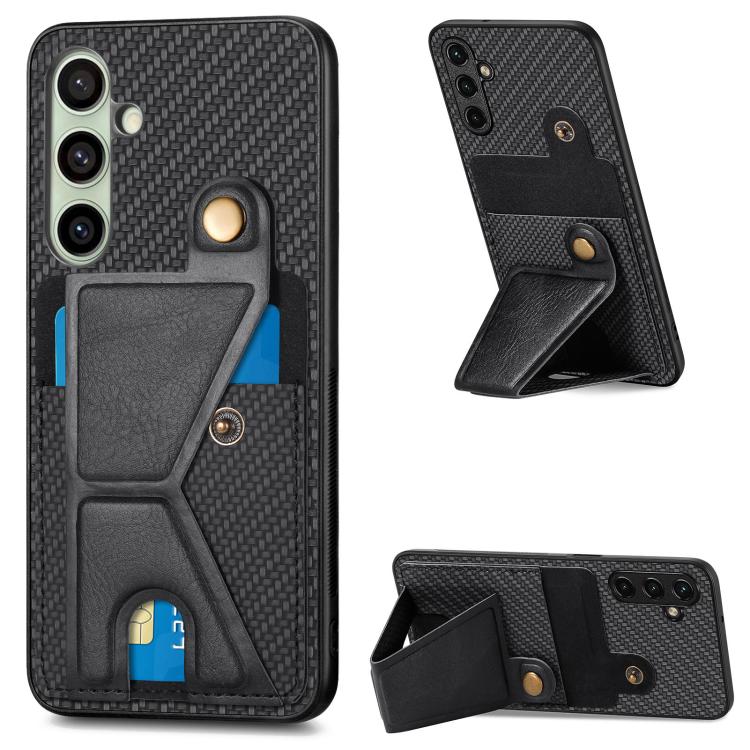 Carbon Fiber Wallet Flip Card K-shaped Holder Phone Case, For Samsung Galaxy A57 5G, For Samsung Galaxy A37 5G, For Samsung Galaxy S25 Edge 5G, For Samsung Galaxy A56 5G, For Samsung Galaxy A36, For Samsung Galaxy S24 Ultra 5G, For Samsung Galaxy S24+ ...