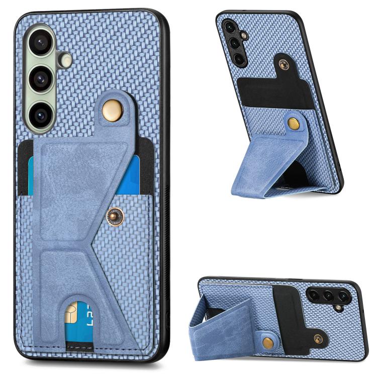 Carbon Fiber Wallet Flip Card K-shaped Holder Phone Case, For Samsung Galaxy A57 5G, For Samsung Galaxy A37 5G, For Samsung Galaxy S25 Edge 5G, For Samsung Galaxy A56 5G, For Samsung Galaxy A36, For Samsung Galaxy S24 Ultra 5G, For Samsung Galaxy S24+ ...