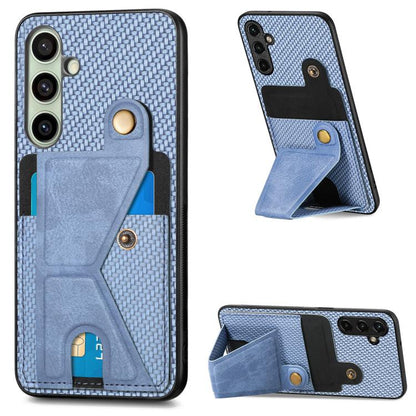 Carbon Fiber Wallet Flip Card K-shaped Holder Phone Case, For Samsung Galaxy A57 5G, For Samsung Galaxy A37 5G, For Samsung Galaxy S25 Edge 5G, For Samsung Galaxy A56 5G, For Samsung Galaxy A36, For Samsung Galaxy S24 Ultra 5G, For Samsung Galaxy S24+ ...