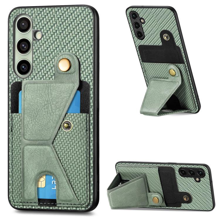 Carbon Fiber Wallet Flip Card K-shaped Holder Phone Case, For Samsung Galaxy A57 5G, For Samsung Galaxy A37 5G, For Samsung Galaxy S25 Edge 5G, For Samsung Galaxy A56 5G, For Samsung Galaxy A36, For Samsung Galaxy S24 Ultra 5G, For Samsung Galaxy S24+ ...