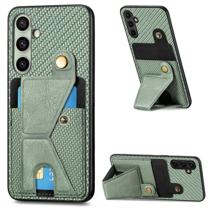Carbon Fiber Wallet Flip Card K-shaped Holder Phone Case, For Samsung Galaxy A57 5G, For Samsung Galaxy A37 5G, For Samsung Galaxy S25 Edge 5G, For Samsung Galaxy A56 5G, For Samsung Galaxy A36, For Samsung Galaxy S24 Ultra 5G, For Samsung Galaxy S24+ ...