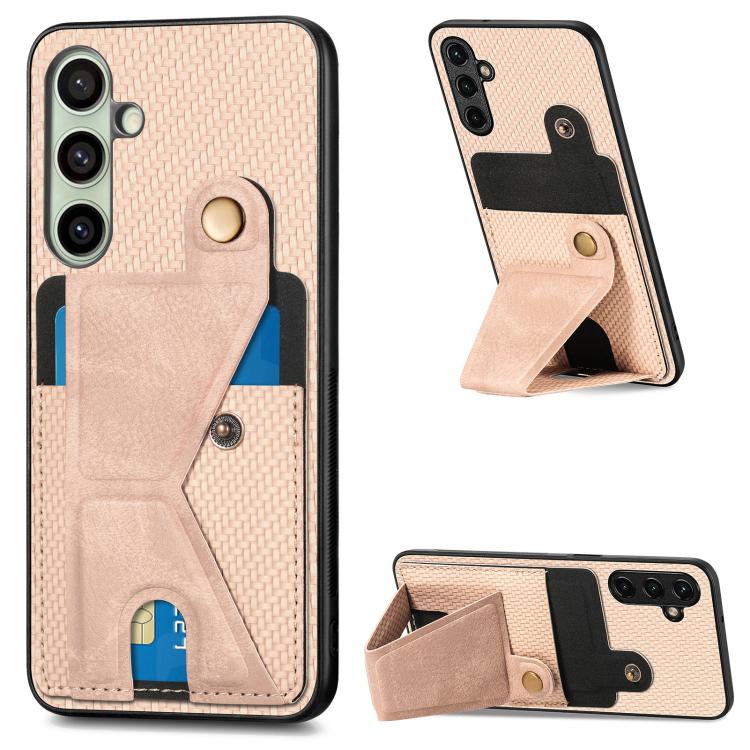 Carbon Fiber Wallet Flip Card K-shaped Holder Phone Case, For Samsung Galaxy A57 5G, For Samsung Galaxy A37 5G, For Samsung Galaxy S25 Edge 5G, For Samsung Galaxy A56 5G, For Samsung Galaxy A36, For Samsung Galaxy S24 Ultra 5G, For Samsung Galaxy S24+ ...