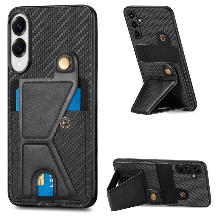 Carbon Fiber Wallet Flip Card K-shaped Holder Phone Case, For Samsung Galaxy A57 5G, For Samsung Galaxy A37 5G, For Samsung Galaxy S25 Edge 5G, For Samsung Galaxy A56 5G, For Samsung Galaxy A36, For Samsung Galaxy S24 Ultra 5G, For Samsung Galaxy S24+ ...