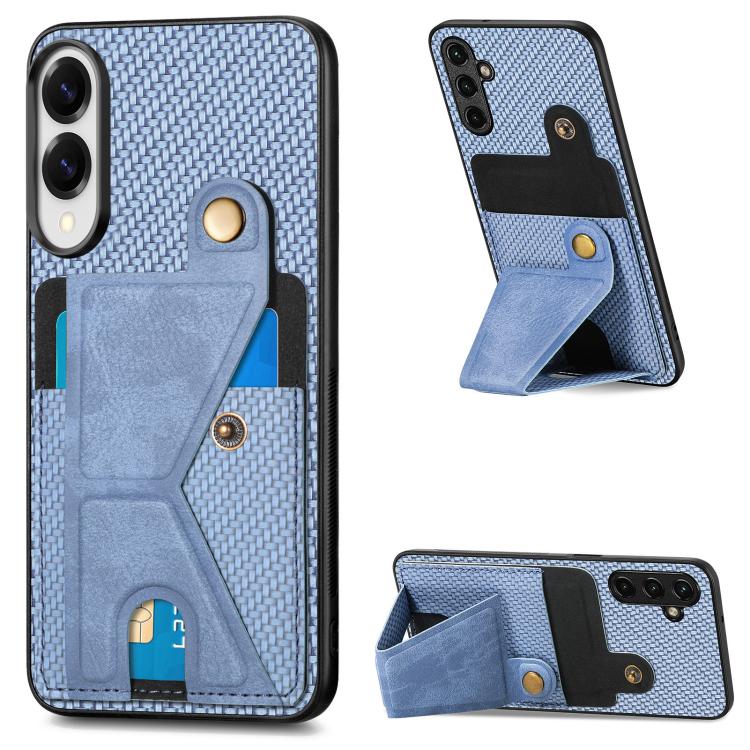 Carbon Fiber Wallet Flip Card K-shaped Holder Phone Case, For Samsung Galaxy A57 5G, For Samsung Galaxy A37 5G, For Samsung Galaxy S25 Edge 5G, For Samsung Galaxy A56 5G, For Samsung Galaxy A36, For Samsung Galaxy S24 Ultra 5G, For Samsung Galaxy S24+ ...