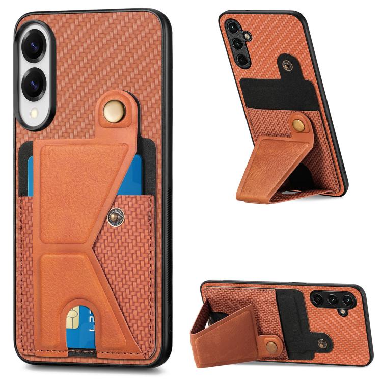 Carbon Fiber Wallet Flip Card K-shaped Holder Phone Case, For Samsung Galaxy A57 5G, For Samsung Galaxy A37 5G, For Samsung Galaxy S25 Edge 5G, For Samsung Galaxy A56 5G, For Samsung Galaxy A36, For Samsung Galaxy S24 Ultra 5G, For Samsung Galaxy S24+ ...
