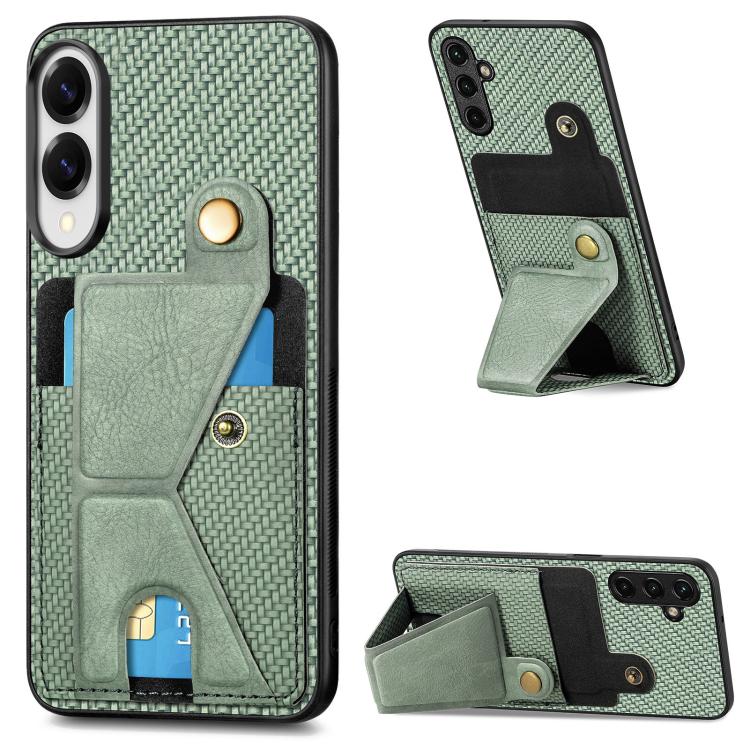 Carbon Fiber Wallet Flip Card K-shaped Holder Phone Case, For Samsung Galaxy A57 5G, For Samsung Galaxy A37 5G, For Samsung Galaxy S25 Edge 5G, For Samsung Galaxy A56 5G, For Samsung Galaxy A36, For Samsung Galaxy S24 Ultra 5G, For Samsung Galaxy S24+ ...
