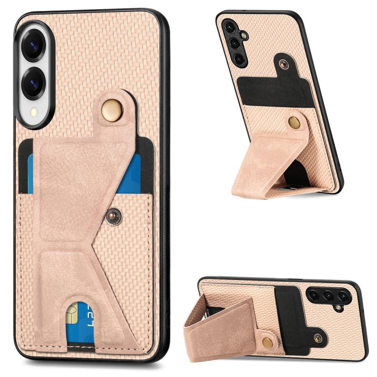 Carbon Fiber Wallet Flip Card K-shaped Holder Phone Case, For Samsung Galaxy A57 5G, For Samsung Galaxy A37 5G, For Samsung Galaxy S25 Edge 5G, For Samsung Galaxy A56 5G, For Samsung Galaxy A36, For Samsung Galaxy S24 Ultra 5G, For Samsung Galaxy S24+ ...
