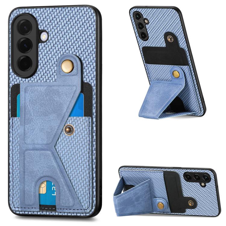 Carbon Fiber Wallet Flip Card K-shaped Holder Phone Case, For Samsung Galaxy A57 5G, For Samsung Galaxy A37 5G, For Samsung Galaxy S25 Edge 5G, For Samsung Galaxy A56 5G, For Samsung Galaxy A36, For Samsung Galaxy S24 Ultra 5G, For Samsung Galaxy S24+ ...