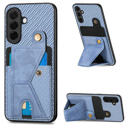 Carbon Fiber Wallet Flip Card K-shaped Holder Phone Case, For Samsung Galaxy A57 5G, For Samsung Galaxy A37 5G, For Samsung Galaxy S25 Edge 5G, For Samsung Galaxy A56 5G, For Samsung Galaxy A36, For Samsung Galaxy S24 Ultra 5G, For Samsung Galaxy S24+ ...