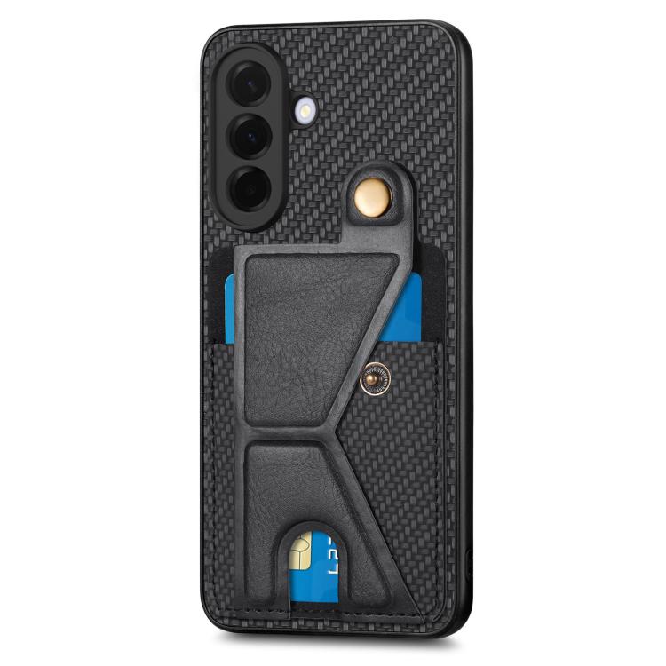 Carbon Fiber Wallet Flip Card K-shaped Holder Phone Case, For Samsung Galaxy A57 5G, For Samsung Galaxy A37 5G, For Samsung Galaxy S25 Edge 5G, For Samsung Galaxy A56 5G, For Samsung Galaxy A36, For Samsung Galaxy S24 Ultra 5G, For Samsung Galaxy S24+ ...