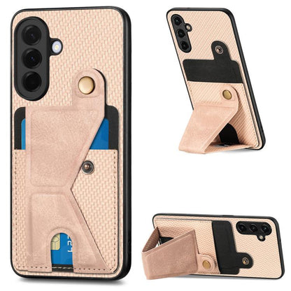 Carbon Fiber Wallet Flip Card K-shaped Holder Phone Case, For Samsung Galaxy A57 5G, For Samsung Galaxy A37 5G, For Samsung Galaxy S25 Edge 5G, For Samsung Galaxy A56 5G, For Samsung Galaxy A36, For Samsung Galaxy S24 Ultra 5G, For Samsung Galaxy S24+ ...