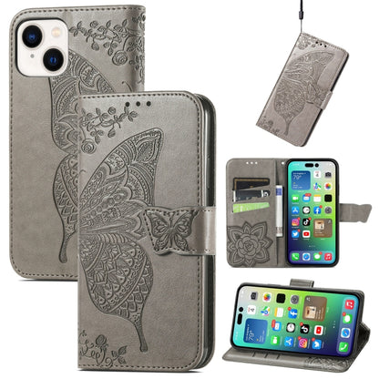 Butterfly Love Flower Embossed Leather Phone Case, For iPhone 15 Pro Max, For iPhone 15 Pro, For iPhone 15 Plus, For iPhone 15