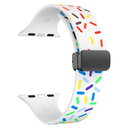 Rainbow Dots Silicone Magnetic Black Buckle Watch Band, For Apple Watch SE 2022 44mm, For Apple Watch 7 41mm, For Apple Watch 7 45mm, For Apple Watch SE 40mm