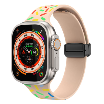 Rainbow Dots Silicone Magnetic Black Buckle Watch Band, For Apple Watch SE 44mm, For Apple Watch 6 40mm, For Apple Watch 6 44mm, For Apple Watch 5 44mm