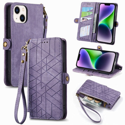Geometric Zipper Wallet Side Buckle Leather Phone Case, For iPhone 16, For iPhone 15 Pro Max, For iPhone 15 Pro, For iPhone 15 Plus, For iPhone 15, For iPhone 14 Plus, For iPhone 14, For iPhone 14 Pro