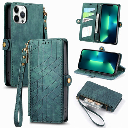 Geometric Zipper Wallet Side Buckle Leather Phone Case, For iPhone 14 Pro Max, For iPhone 7 / 8 / SE 2022, For iPhone 13 Pro Max, For iPhone 13 Pro, For iPhone 13, For iPhone 12 / 12 Pro, For iPhone 12 Pro Max, For iPhone 11 Pro Max