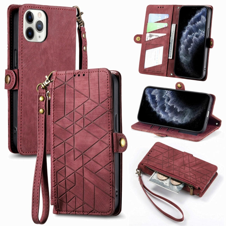 Geometric Zipper Wallet Side Buckle Leather Phone Case, For iPhone 14 Pro Max, For iPhone 7 / 8 / SE 2022, For iPhone 13 Pro Max, For iPhone 13 Pro, For iPhone 13, For iPhone 12 / 12 Pro, For iPhone 12 Pro Max, For iPhone 11 Pro Max