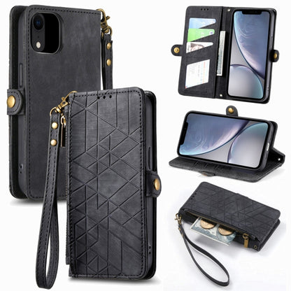 Geometric Zipper Wallet Side Buckle Leather Phone Case, For iPhone 11, For iPhone 11 Pro, For iPhone XR, For iPhone XS Max, For iPhone 7 Plus / 8 Plus, For iPhone 6 Plus / 6s Plus, For iPhone 6 / 6s