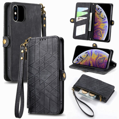 Geometric Zipper Wallet Side Buckle Leather Phone Case, For iPhone 11, For iPhone 11 Pro, For iPhone XR, For iPhone XS Max, For iPhone 7 Plus / 8 Plus, For iPhone 6 Plus / 6s Plus, For iPhone 6 / 6s
