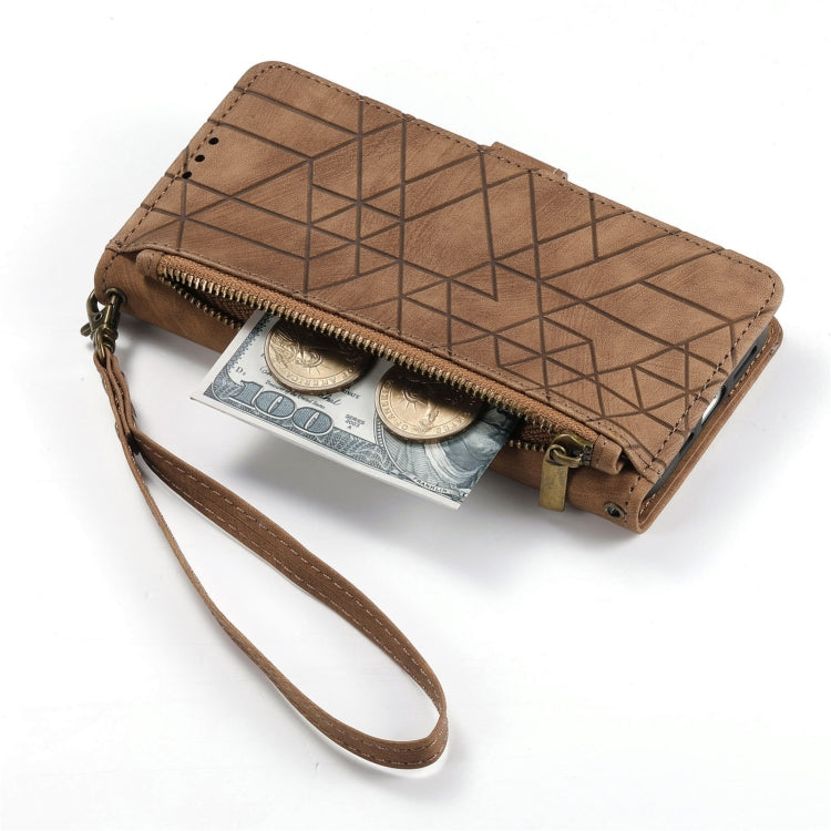 Geometric Zipper Wallet Side Buckle Leather Phone Case, For iPhone 16, For iPhone 15 Pro Max, For iPhone 15 Pro, For iPhone 15 Plus, For iPhone 15, For iPhone 14 Plus, For iPhone 14, For iPhone 14 Pro