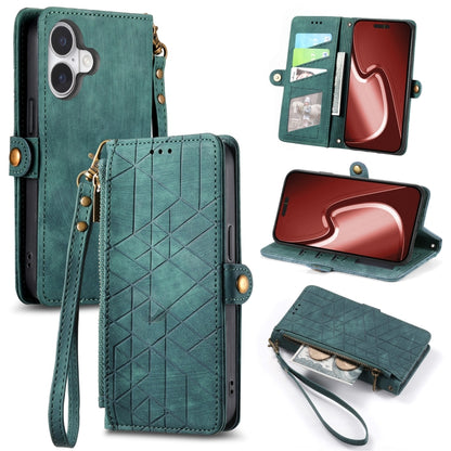 Geometric Zipper Wallet Side Buckle Leather Phone Case, For iPhone 16, For iPhone 15 Pro Max, For iPhone 15 Pro, For iPhone 15 Plus, For iPhone 15, For iPhone 14 Plus, For iPhone 14, For iPhone 14 Pro