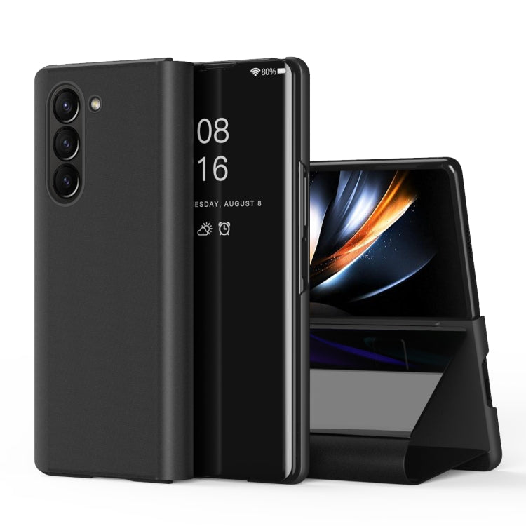 Plated Mirror Horizontal Flip Leather Phone Case with Holder, For Galaxy Z Fold8 5G, For Galaxy Z TriFold, For Galaxy Z Fold7, For Galaxy Z Fold6, For Galaxy Z Fold5 5G