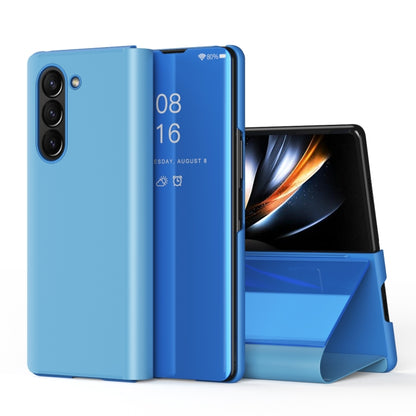 Plated Mirror Horizontal Flip Leather Phone Case with Holder, For Galaxy Z Fold8 Ultra 5G, For Galaxy Z TriFold, For Galaxy Z Fold7, For Galaxy Z Fold6, For Galaxy Z Fold5 5G