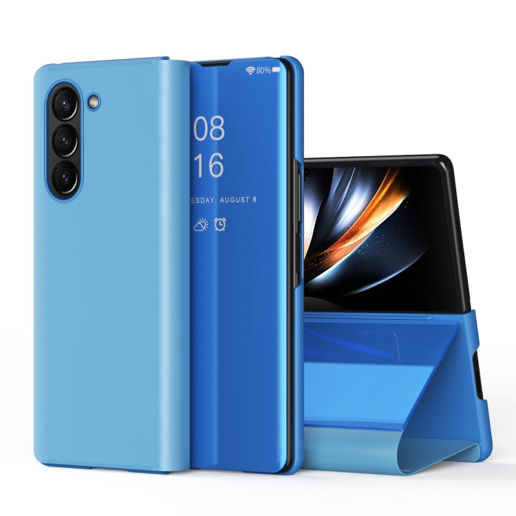 Plated Mirror Horizontal Flip Leather Phone Case with Holder, For Galaxy Z Fold8 5G, For Galaxy Z TriFold, For Galaxy Z Fold7, For Galaxy Z Fold6, For Galaxy Z Fold5 5G