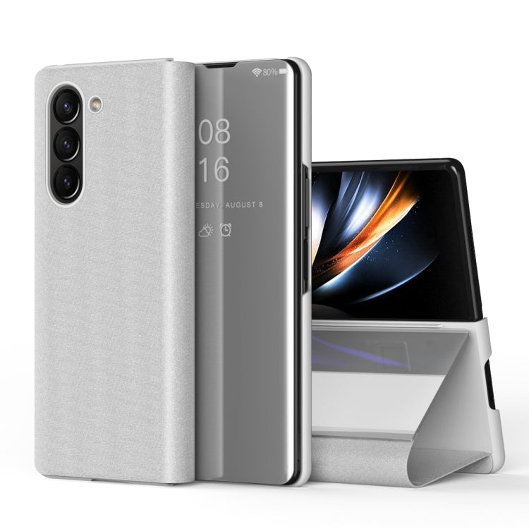 Plated Mirror Horizontal Flip Leather Phone Case with Holder, For Galaxy Z Fold8 5G, For Galaxy Z TriFold, For Galaxy Z Fold7, For Galaxy Z Fold6, For Galaxy Z Fold5 5G