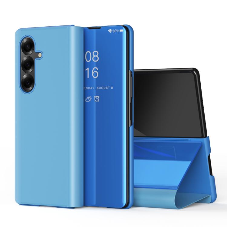 Plated Mirror Horizontal Flip Leather Phone Case with Holder, For Galaxy Z Fold8 5G, For Galaxy Z TriFold, For Galaxy Z Fold7, For Galaxy Z Fold6, For Galaxy Z Fold5 5G