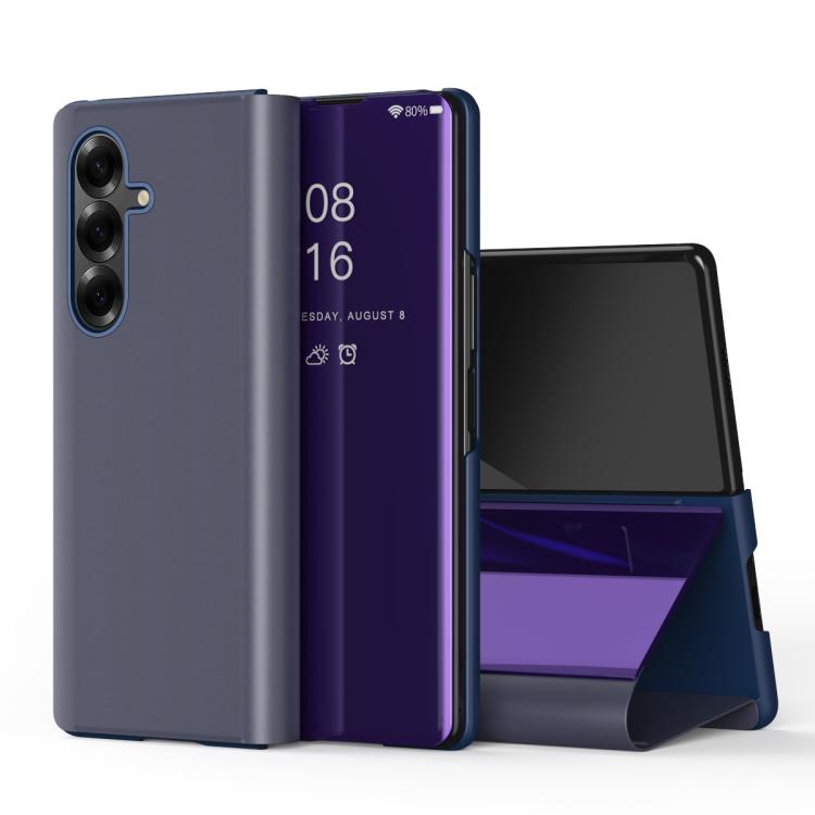 Plated Mirror Horizontal Flip Leather Phone Case with Holder, For Galaxy Z Fold8 5G, For Galaxy Z TriFold, For Galaxy Z Fold7, For Galaxy Z Fold6, For Galaxy Z Fold5 5G